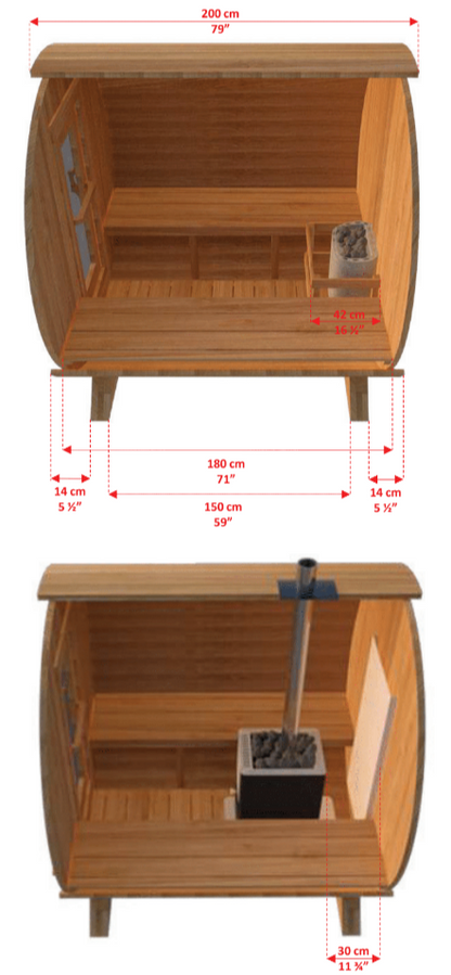 Canadian Timber Harmony CTC22W Outdoor Sauna dimensions