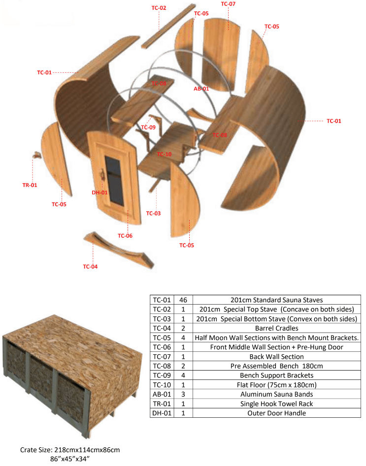 Canadian Timber Harmony CTC22W Outdoor Sauna dimensions