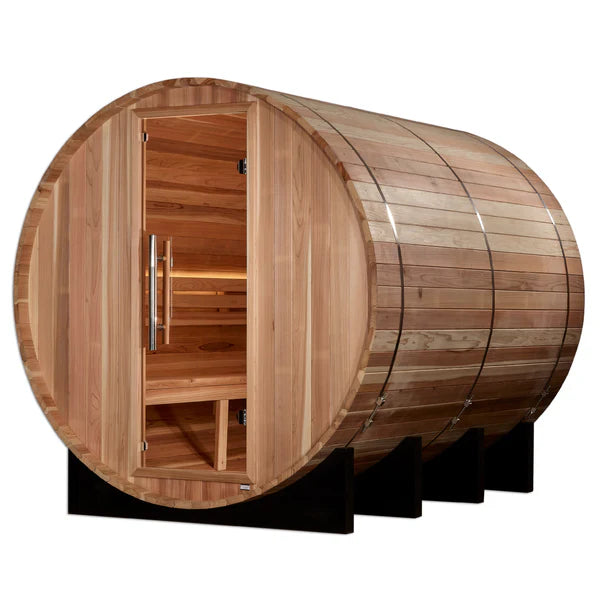 Golden Designs GDI-B006-01 Klosters 6 Person Barrel Traditional Sauna - Pacific Cedar