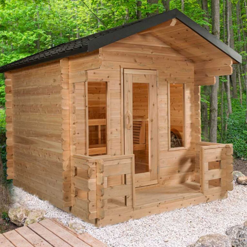 Canadian Timber Georgian CTC88PE 4-6 person Outdoor Cabin Sauna w/Porch