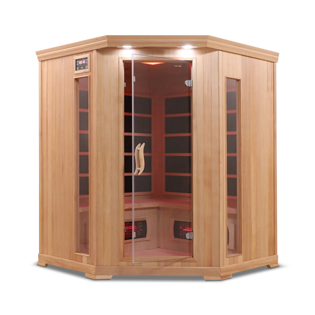 HealthSmart 4 Person Full Spectrum Infrared Corner Sauna Cedar or Hemlock