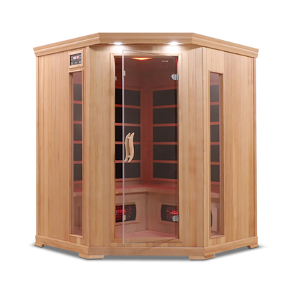 HealthSmart 4 Person Full Spectrum Infrared Corner Sauna Cedar or Hemlock