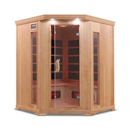 HealthSmart 4 Person Full Spectrum Infrared Corner Sauna Cedar or Hemlock