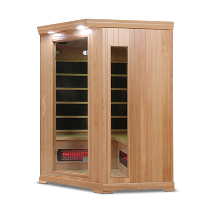 HealthSmart 4 Person Full Spectrum Infrared Corner Sauna Cedar or Hemlock