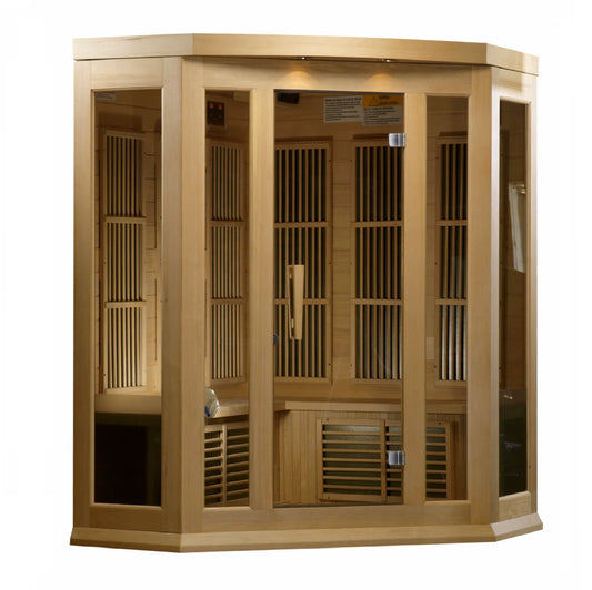 Maxxus MX-K356-01 3-person Corner Low EMF FAR Infrared Sauna Hemlock