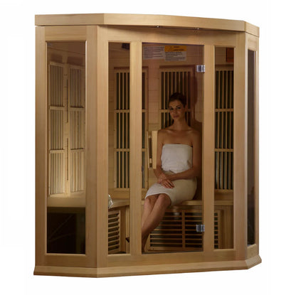 Maxxus MX-K356-01 3-person Corner Low EMF FAR Infrared Sauna Hemlock