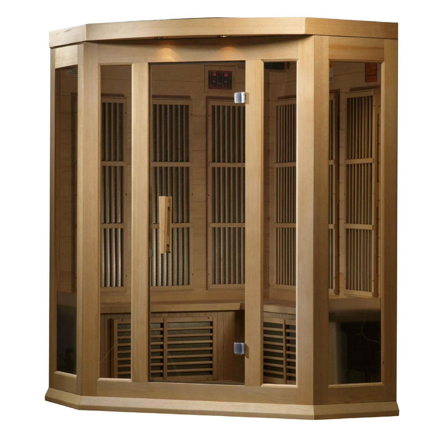 Maxxus MX-K356-01 3-person Corner Low EMF FAR Infrared Sauna Hemlock