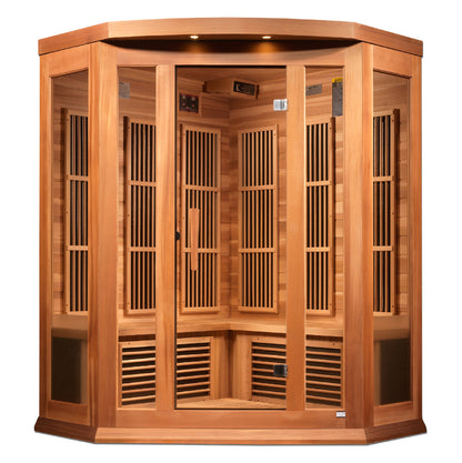 Maxxus MX-K356-01-ZF CED  Avignon 3-person Corner Near Zero EMF FAR Infrared Sauna Red Cedar