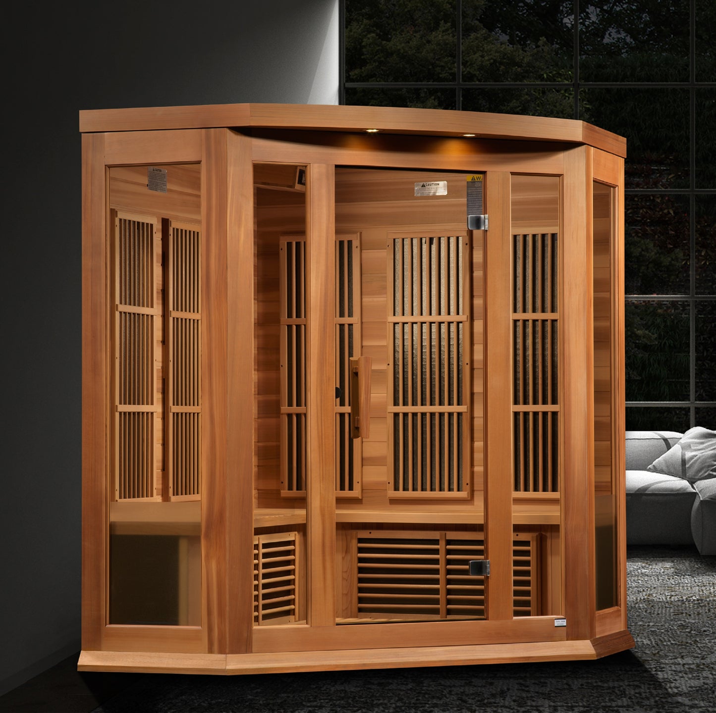 Maxxus MX-K356-01-ZF CED  Avignon 3-person Corner Near Zero EMF FAR Infrared Sauna Red Cedar