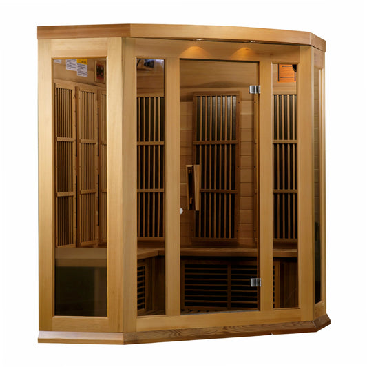 Maxxus MX-K356-01 CED 3-person Corner Low EMF FAR Infrared Sauna Red Cedar