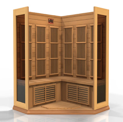 Maxxus MX-K356-01 CED 3-person Corner Low EMF FAR Infrared Sauna Red Cedar