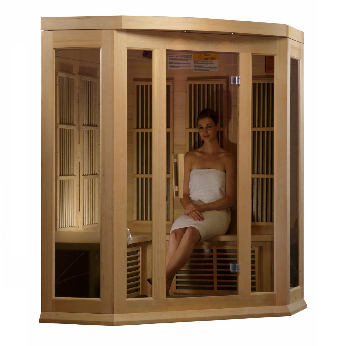 Maxxus MX-K356-01-ZF 3-person Corner Near Zero EMF FAR Infrared Sauna Hemlock