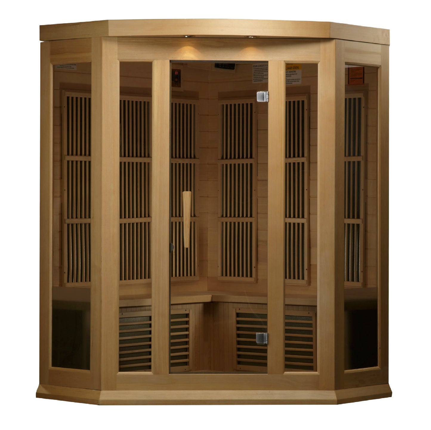 Maxxus MX-K356-01-ZF 3-person Corner Near Zero EMF FAR Infrared Sauna Hemlock