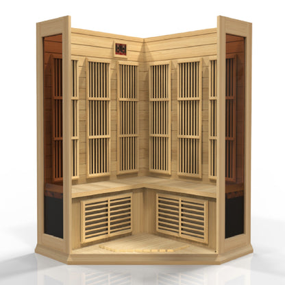 Maxxus MX-K356-01-ZF 3-person Corner Near Zero EMF FAR Infrared Sauna Hemlock