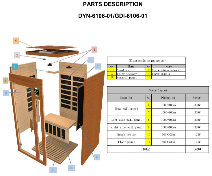 Dynamic DYN-6106-01 Barcelona 1-Person Low EMF FAR Infrared Sauna Hemlock