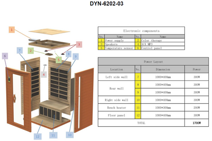 Dynamic DYN-6202-03 Versailles 2-Person Low EMF FAR Infrared Sauna Hemlock