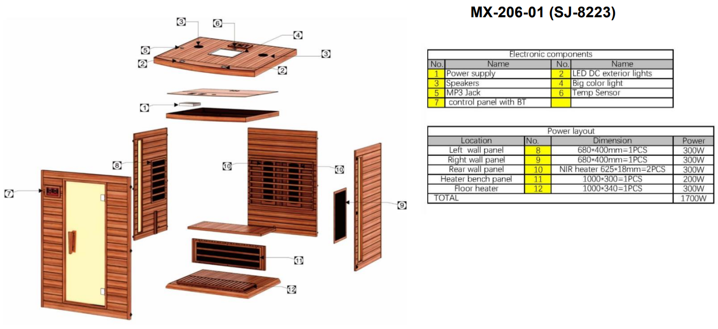 Maxxus MX-M206-01-FS CED 2-person Near Zero EMF Full Spectrum Infrared Sauna Cedar